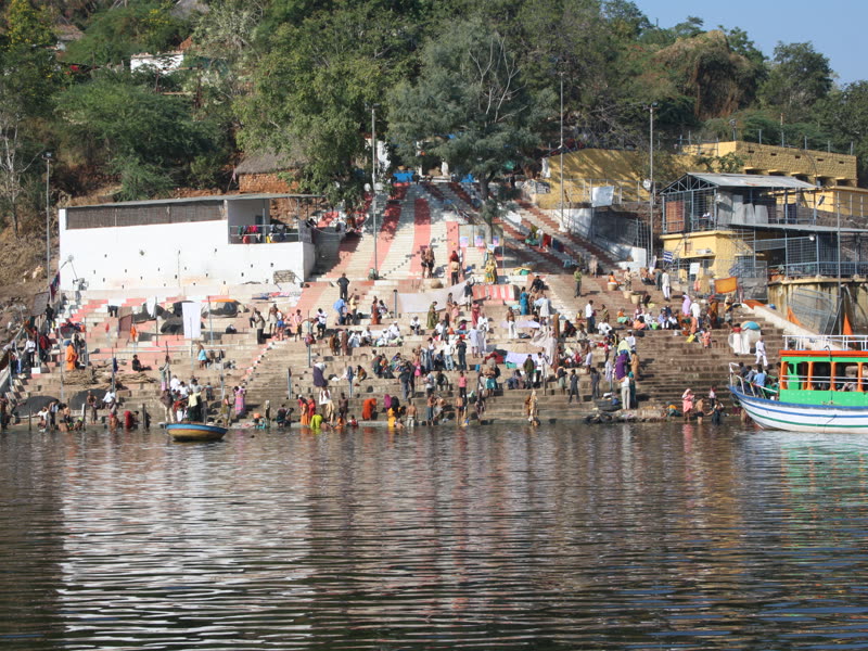 Patalaganga ghat on the Krishna river at Srisailam